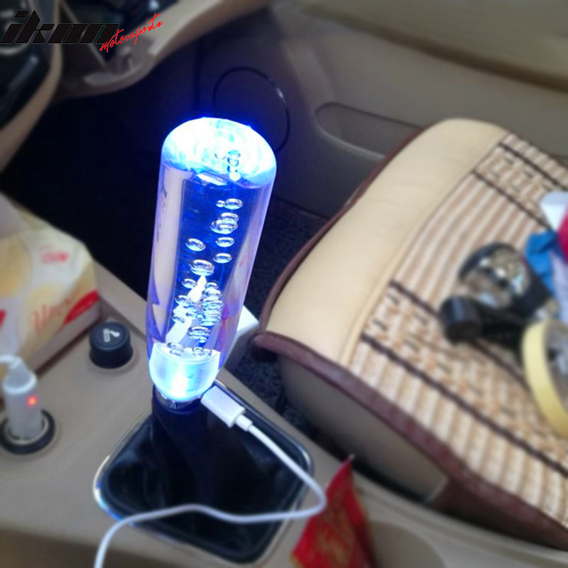 LED RGB Shift Knob 10mm Transparent Bubble Manual Shifter W/ Thread Adapters