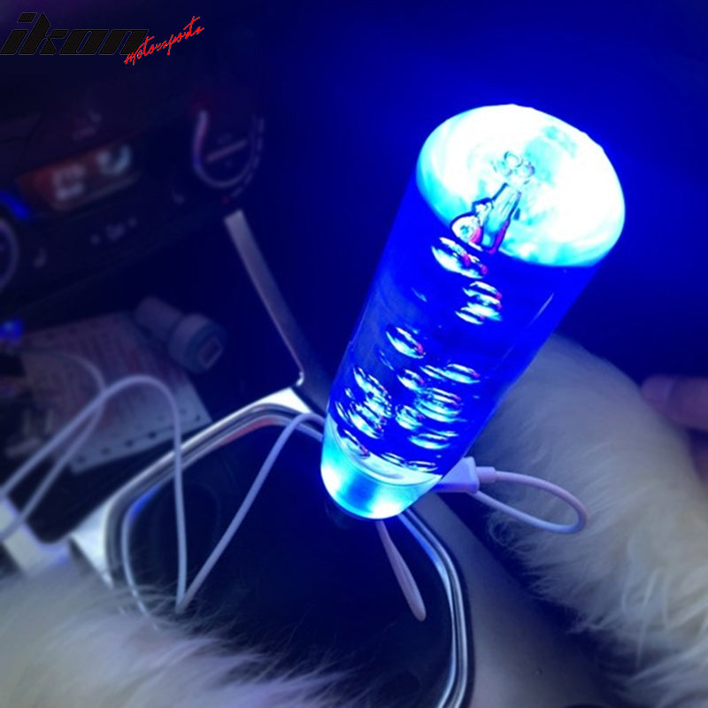 LED RGB Shift Knob 10mm Transparent Bubble Manual Shifter W/ Thread Adapters