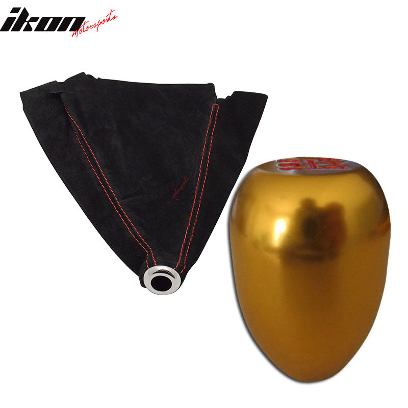 Honda Acura JDM 5-Speed Gold knob Shift Knob Stitch Suede Boot Cover