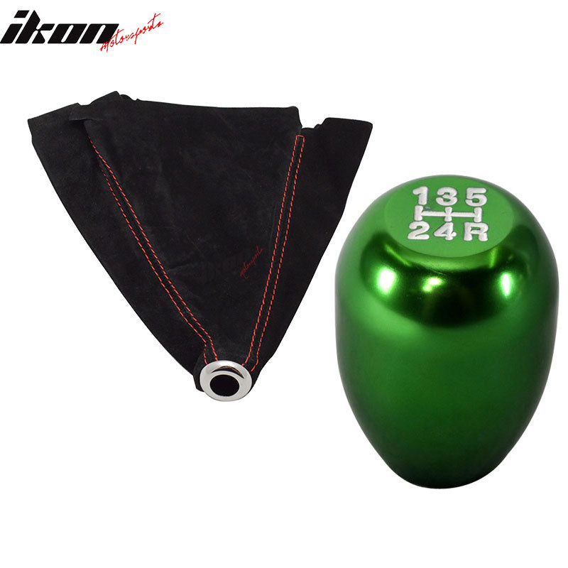 Honda Acura JDM 5-Speed Green knob Shift Knob Stitch Suede Boot Cover