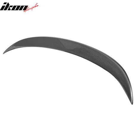 IKON MOTORSPORTS, Trunk Spoiler Compatible With 2004-2008 BMW E63 6 Series Coupe 2-Door, Carbon Fiber V Style Unpainted Black Rear Tail Lip Deck Boot Wing, 2005 2006 2007