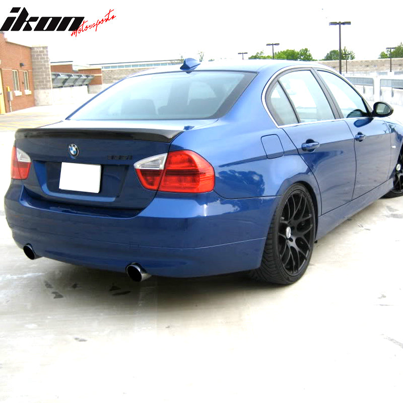 Trunk Spoiler Compatible With 2006-2011 BMW E90, 3-Series Sedan Mtech Msport Carbon Fiber Trunk Spoiler CF by IKON MOTORSPORTS, 2006 2007 2008 2009 2010