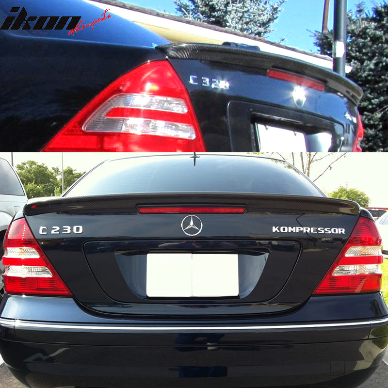 Compatible With 2001-2007 MB Benz C-Class W203 4D Sedan Rear Boot Trunk Spoiler Wing Carbon Fiber CF