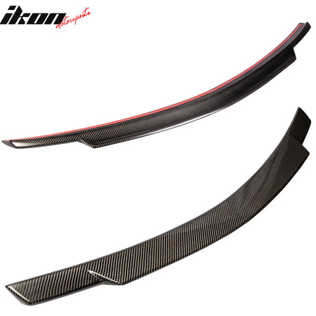 IKON MOTORSPORTS, Trunk Spoiler Compatible With 2008-2014 Mercedes Benz W204 C Class Sedan , Matte Carbon Fiber V Style Rear Spoiler Wing, 2009 2010 2011 2012 2013