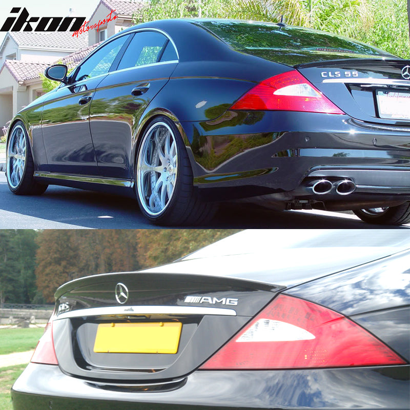 Trunk Spoiler Compatible With 2005-2010 Benz Cls-Class W219, A Style Real Carbon Fiber(CF) Finisher Rear Tail lid Deck Boot Wing by IKON MOTORSPORTS, 2006 2007 2008 2009