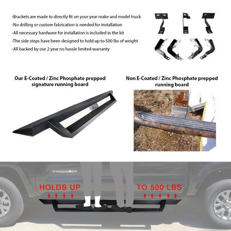 Fits 07-19 Chevy Silverado GMC Sierra Crew Cab IKON V1 Style Running Board Black