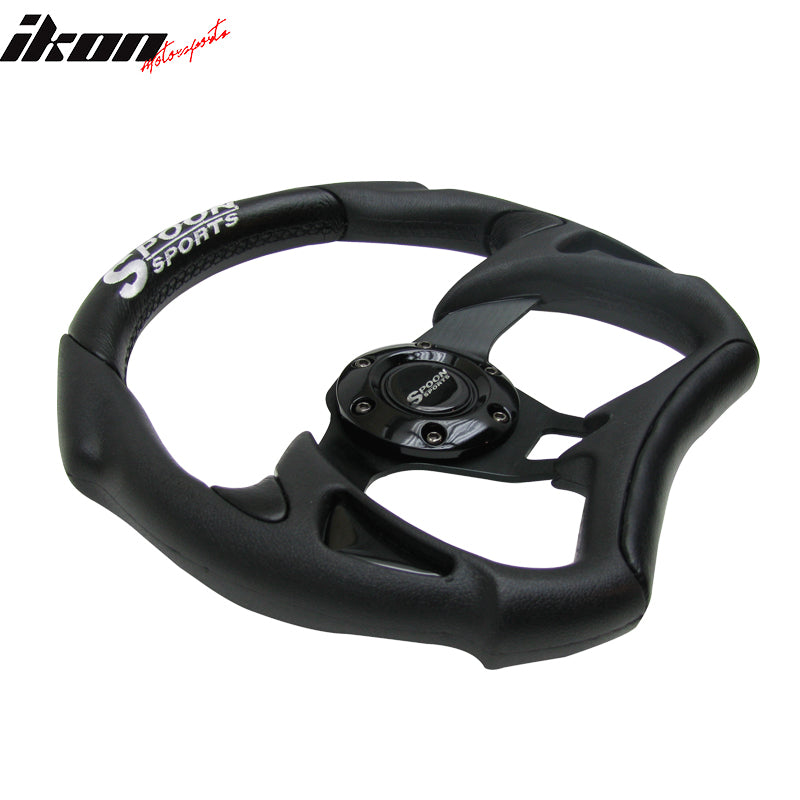 Universal Fitment Steering Wheel Battle Type 300Mm Whole Black W/ Spoon Logo