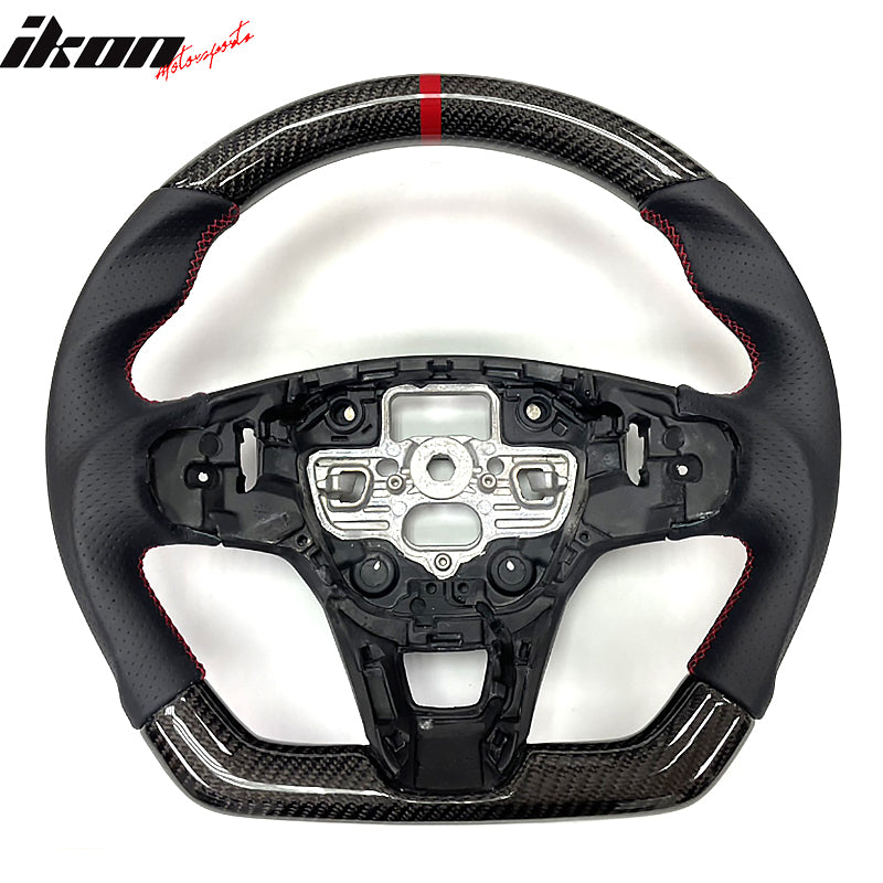 2020-2024 Focus Escape Steering Wheel Red Stitch Indicator CF Leather