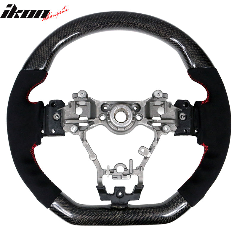 Fits 15-21 Subaru WRX & STI Steering Wheel Matte CF + Alcantara + Red Stitching