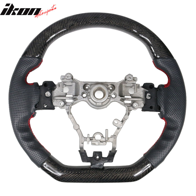 Fits 15-21 WRX STI Steering Wheel W/Stitch Matte Carbon Fiber Perforated Leather