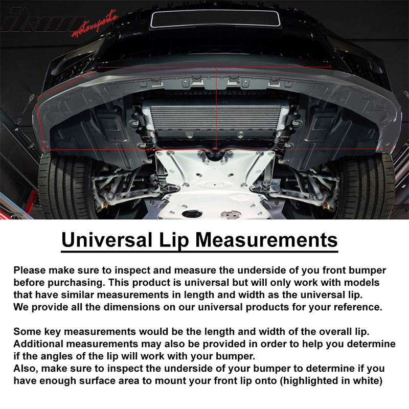 26" x 8" Ikon Style Universal Front Rear Bumper Lip Side Skirt Extensions