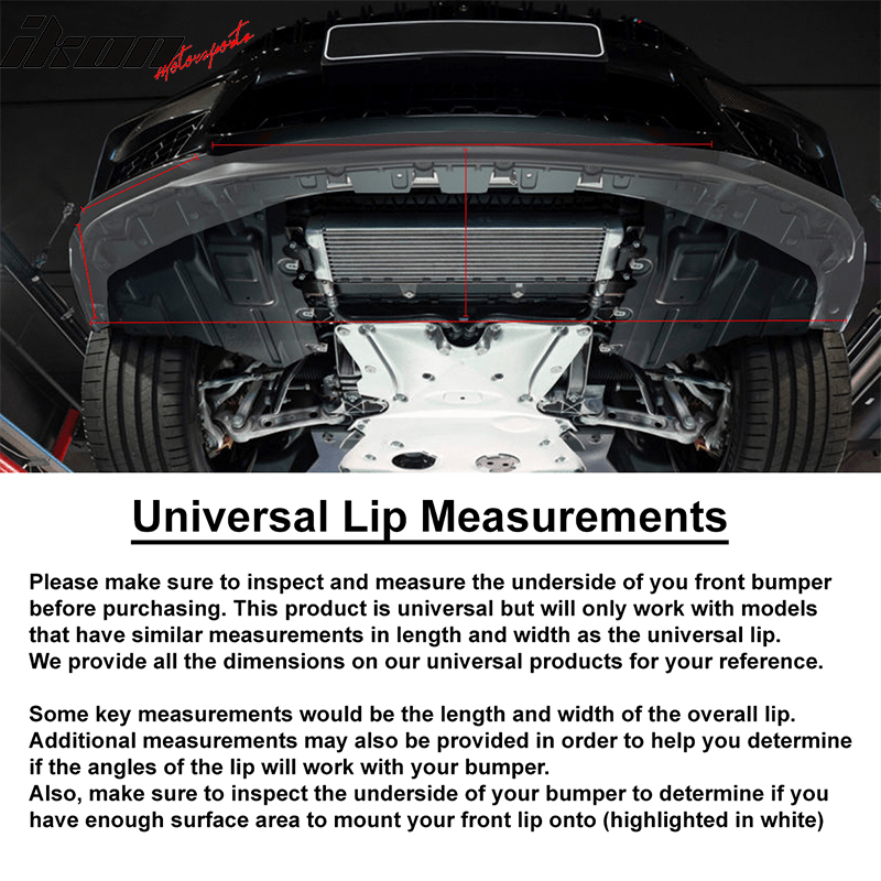 100" Universal Car Front Bumper Lip Splitter Rubber Body Kit Chin Lower Spoiler