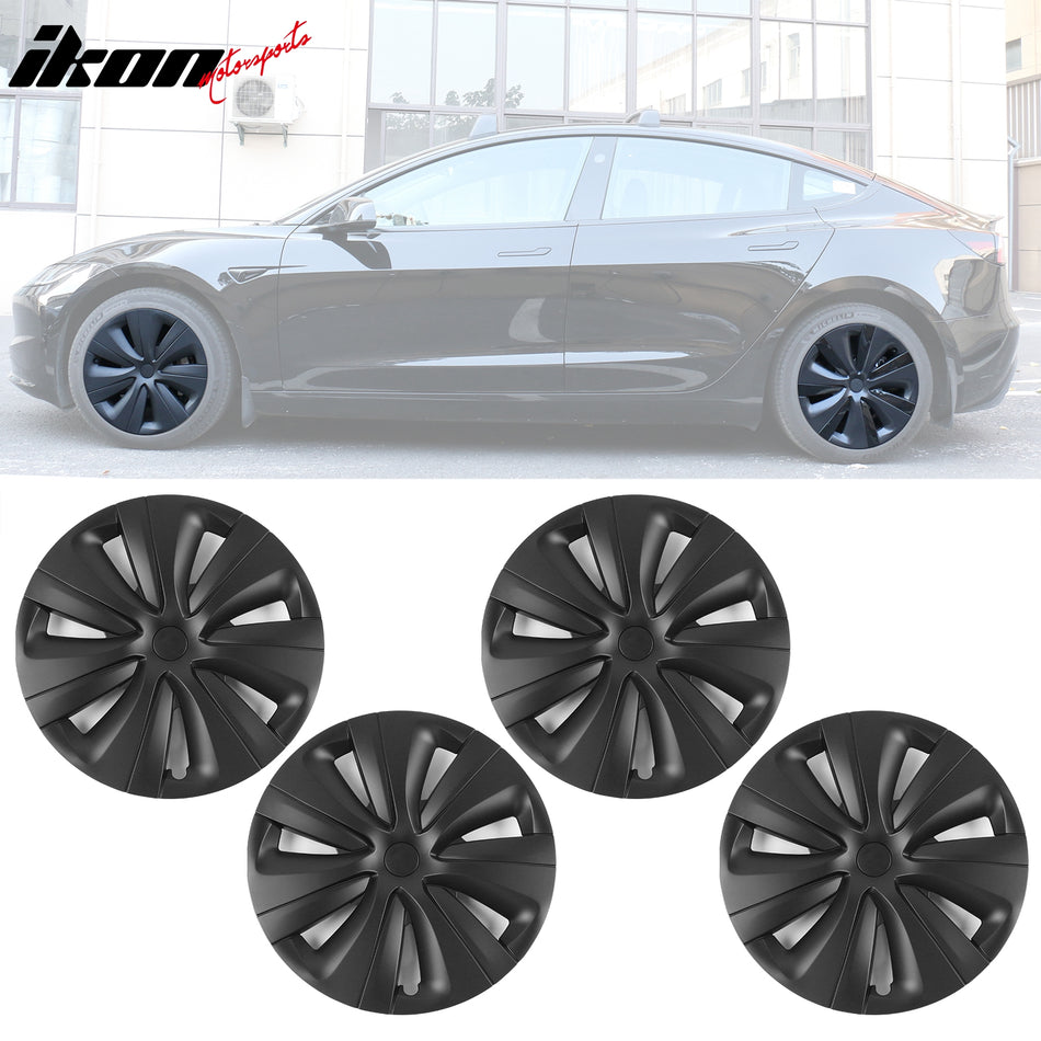 2024-2025 Tesla Model 3 18'' S Style Wheel Covers Hubcap Matte Black