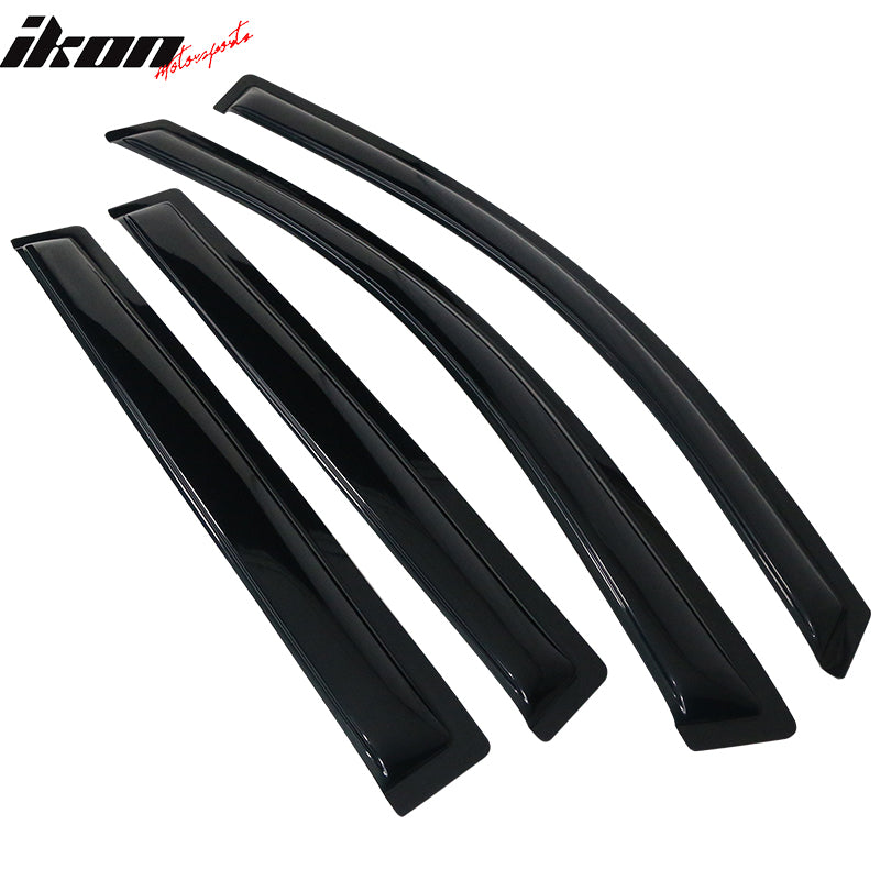 IKON MOTORSPORTS Tape On External Window Visor, Compatible With 2007-2013 Acura MDX, Slim Style Acrylic Black Sun Rain Wind Guards Cover 4Pcs Set