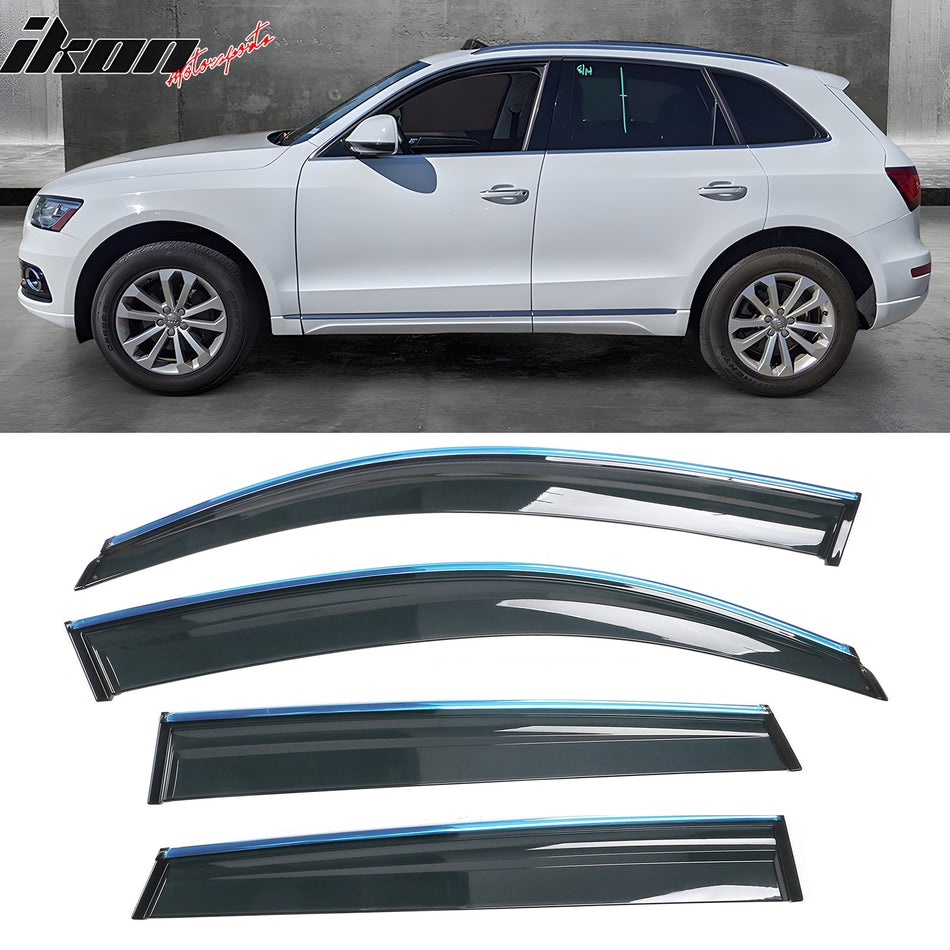 2009-2017 Audi Q5 8R Side Window Visors w/ Chrome Trim PC Injection