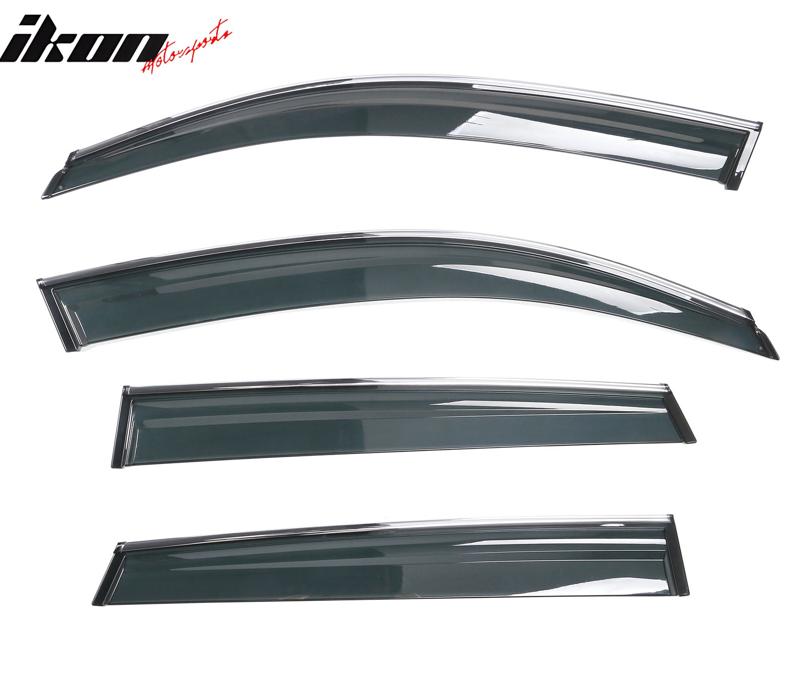 IKON MOTORSPORTS Window Visors w/ Chrome Trims Compatible With 2009-2017 Audi Q5 8R, Smoke PC Injection Car Rain Sun Side Window Shade Guard Visor Deflectors, 2010 2011 2012 2013 2014 2015 2016