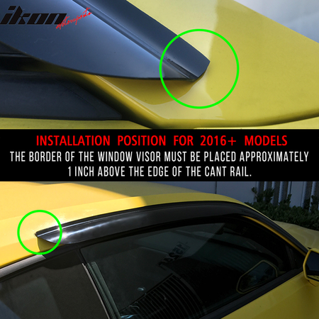 Fits 10-24 Chevy Camaro Acrylic Window Visors Sun Guard Rain Deflector 2Pc Set