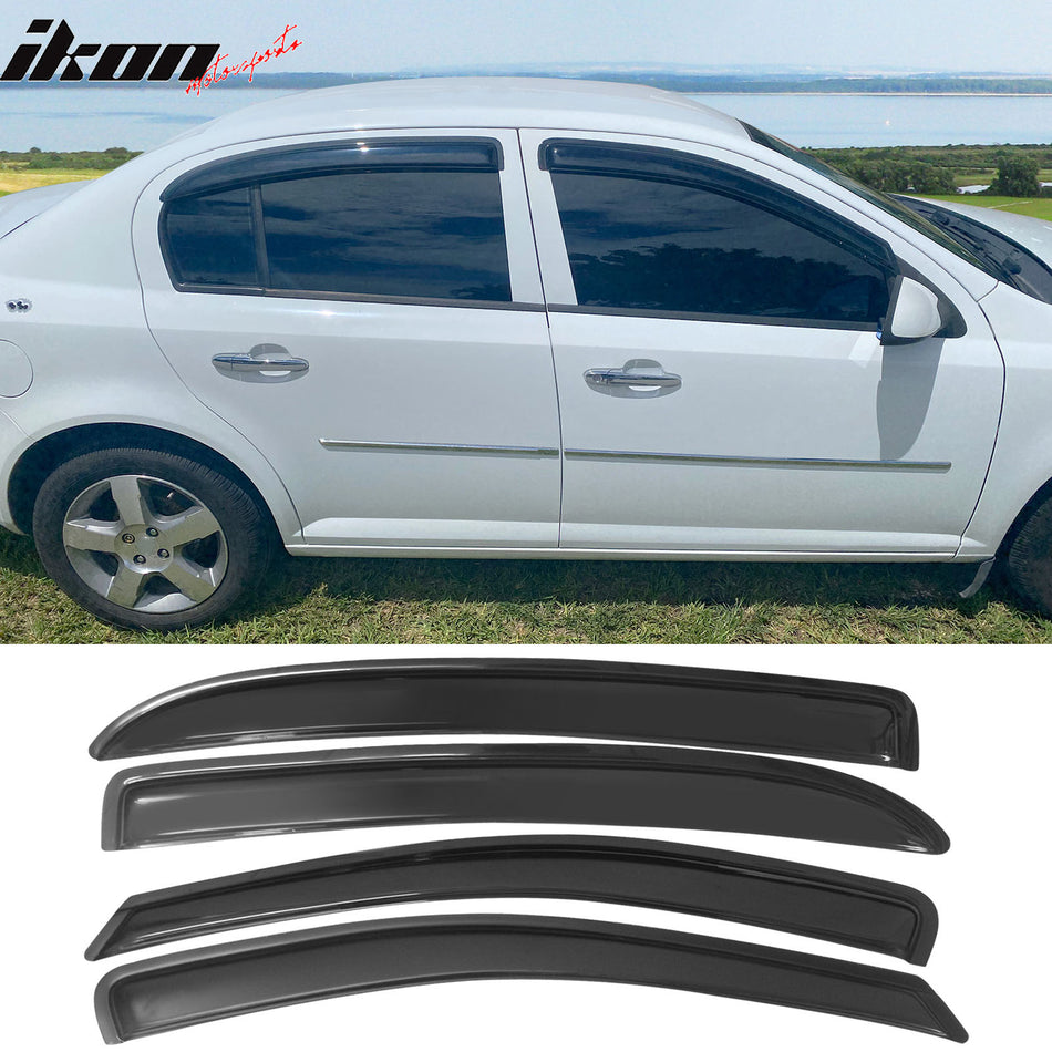 2005-2010 Chevy Cobalt Smoke Tinted Slim Style Visor Windows Acrylic