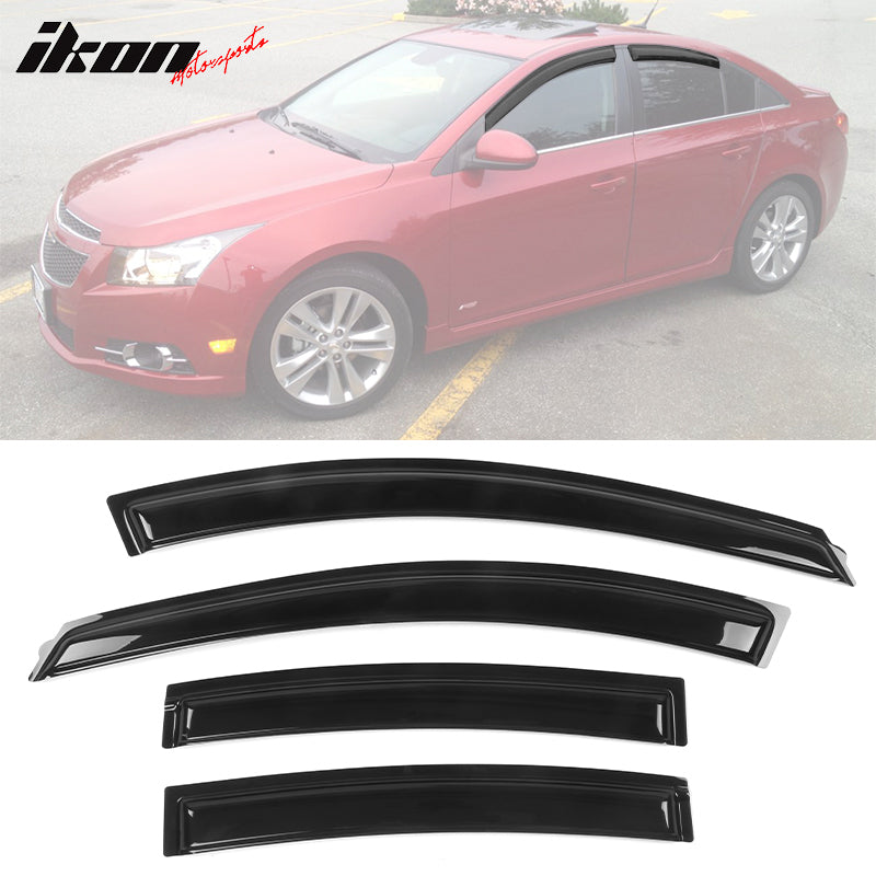 2010-2016 Chevy Cruze Tape On Smoke Tinted Window Visors Acrylic