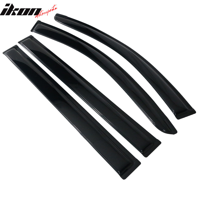 Window Visors Compatible With 2008-2016 Chrysler Town Country 2008-2020 Dodge Grand Caravan, Dark Smoke Acrylic Wind Sun Rain Vent Guards 4PC By IKON MOTORSPORTS, 2009 2010 2011 2012 2013 2014 2015