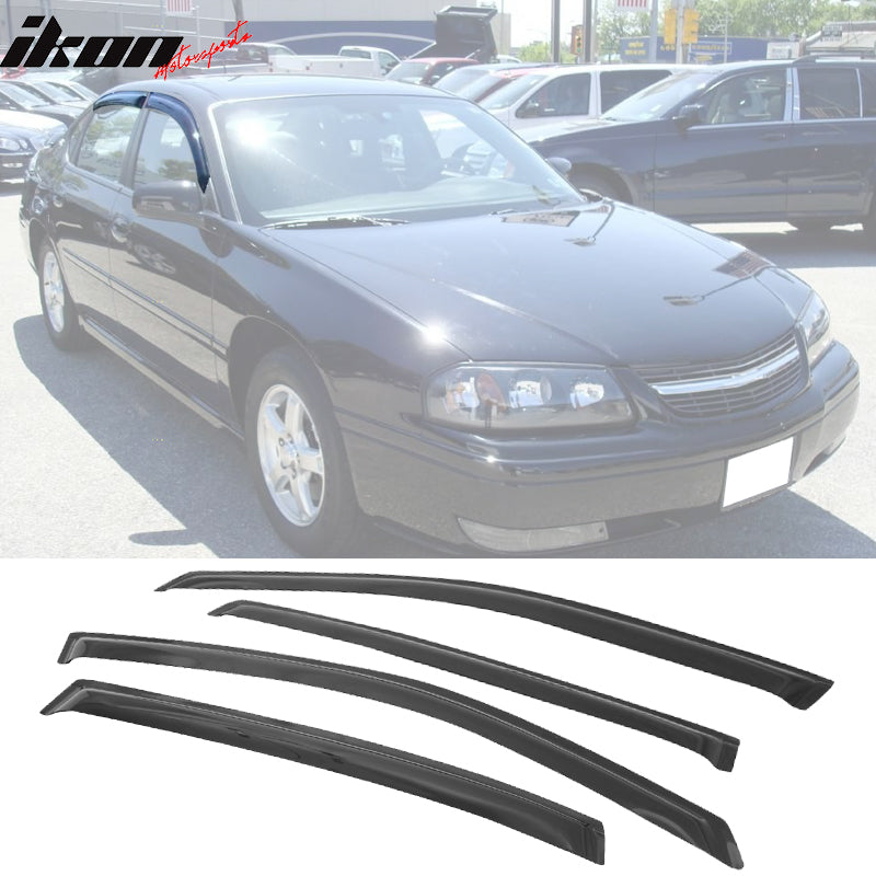 2000-2005 Chevy Impala Sedan Slim Style Smoke Window Visors Acrylic