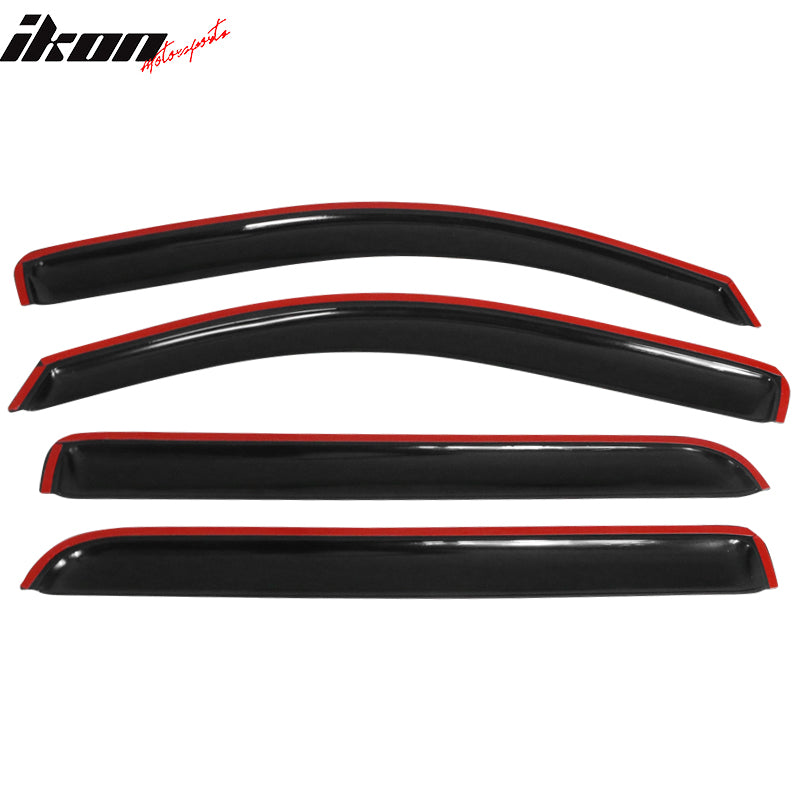 Fits 14-19 GMC Sierra Chevy Silverado Crew Cab Acrylic 4PC Window Visors Tape-On