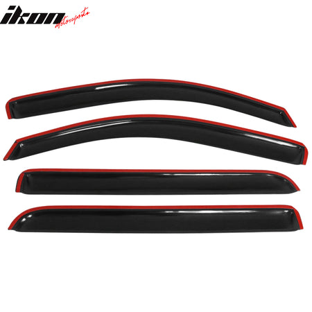 Fits 14-19 GMC Sierra Chevy Silverado Crew Cab Acrylic 4PC Window Visors Tape-On