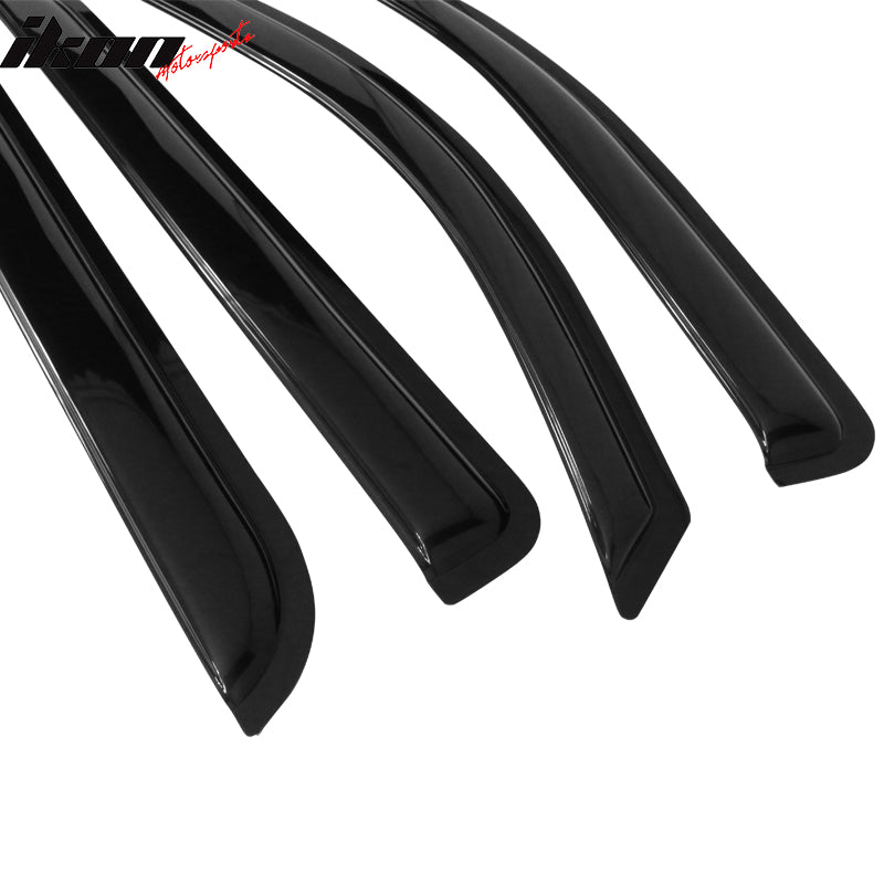 Fits 14-19 GMC Sierra Chevy Silverado Crew Cab Acrylic 4PC Window Visors Tape-On