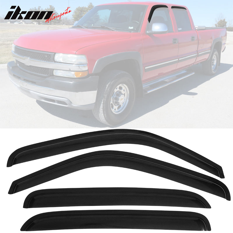 2001-2006 Chevy Silverado Crew Slim Smoke Tinted Visor Window Acrylic