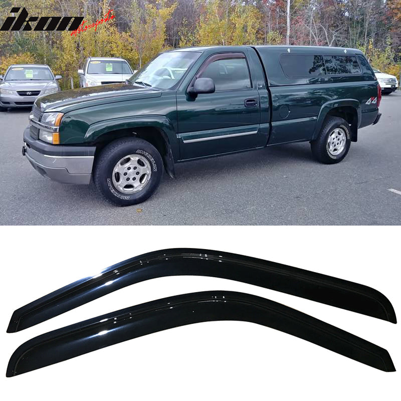 1999-2007 GMC Sierra Slim Style Smoke Tinted Window Visors Acrylic 2PC