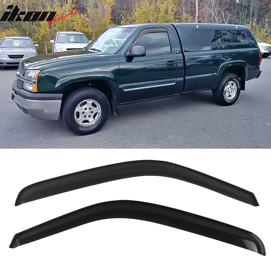 1999-2007 GMC Sierra Slim Style Smoke Tinted Window Visors Acrylic 2PC