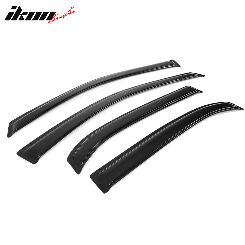 IKON MOTORSPORTS Window Visors Compatible with 2010-2017 Chevy Equinox, Dark Smoke Acrylic Wind Sun Rain Vent Guards 4PC