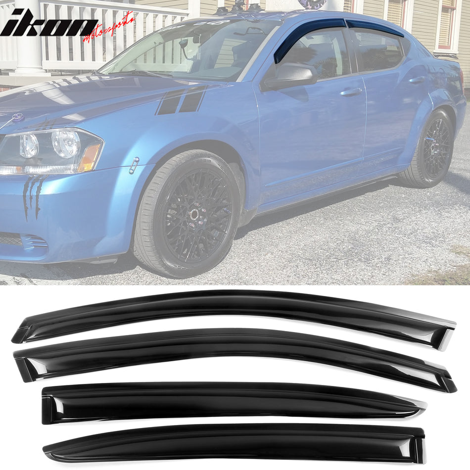 2008-2014 Dodge Avenger Slim Style Smoke Tinted Visor Window Acrylic