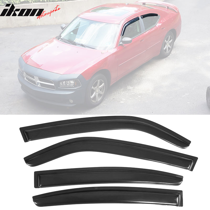 2006-2010 Dodge Charger Tape on Visor Window Rain Guard Acrylic