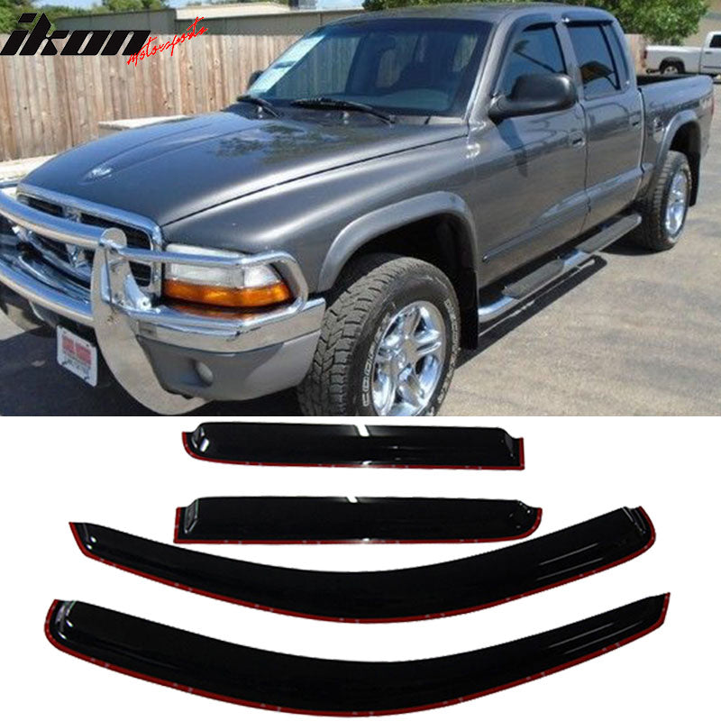 2000-2004 Dodge Dakota Crew Cab In Channel Visor Windows Acrylic