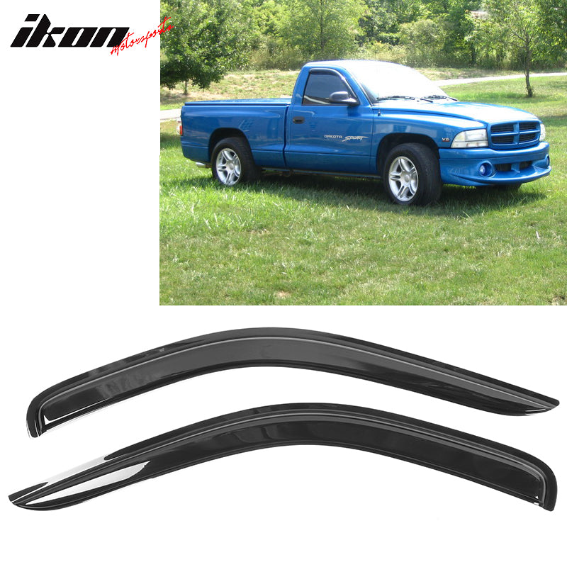 1997-2004 Dodge Dakota 2Dr Tape On Smoke 2PCS Window Visors Acrylic