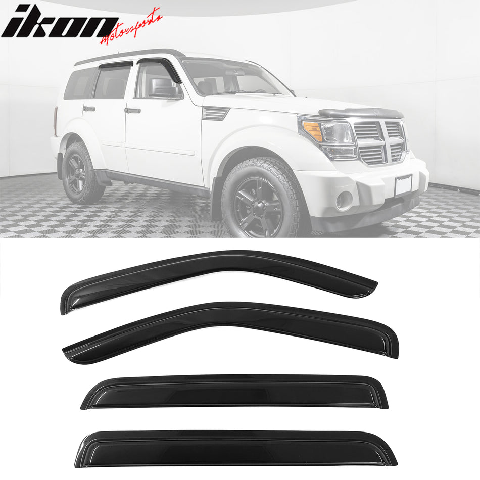 2007-2011 Dodge Nitro Slim Style Smoke Tinted Visor Windows Acrylic