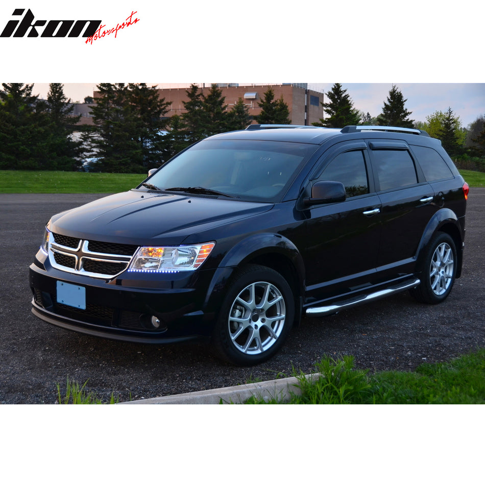 IKON MOTORSPORTS Window Visor Compatible with 2009-2020 Dodge Journey, Rain Guards Side Wind Air Deflector Window Shade Visor Dark Smoke 4PC Acrylic