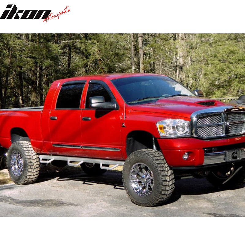 Window Visor Compatible With 2006-2009 Dodge Ram Mega Cab, Slim Style A Grade Acrylic Unpainted Black Sun Rain Shade Guard Wind Vent Air Deflector by IKON MOTORSPORTS, 2007 2008