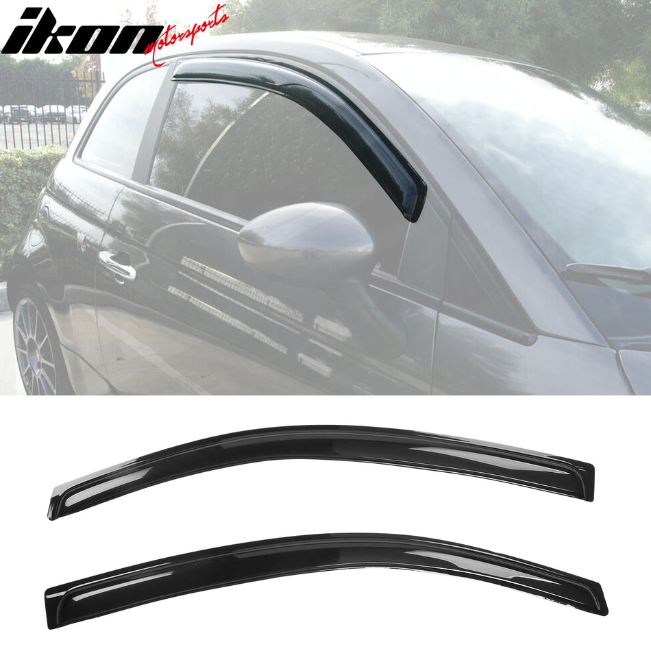 2012-2019 Fiat 500 Side Window Visors Acrylic Sun Rain Guard 2PCS