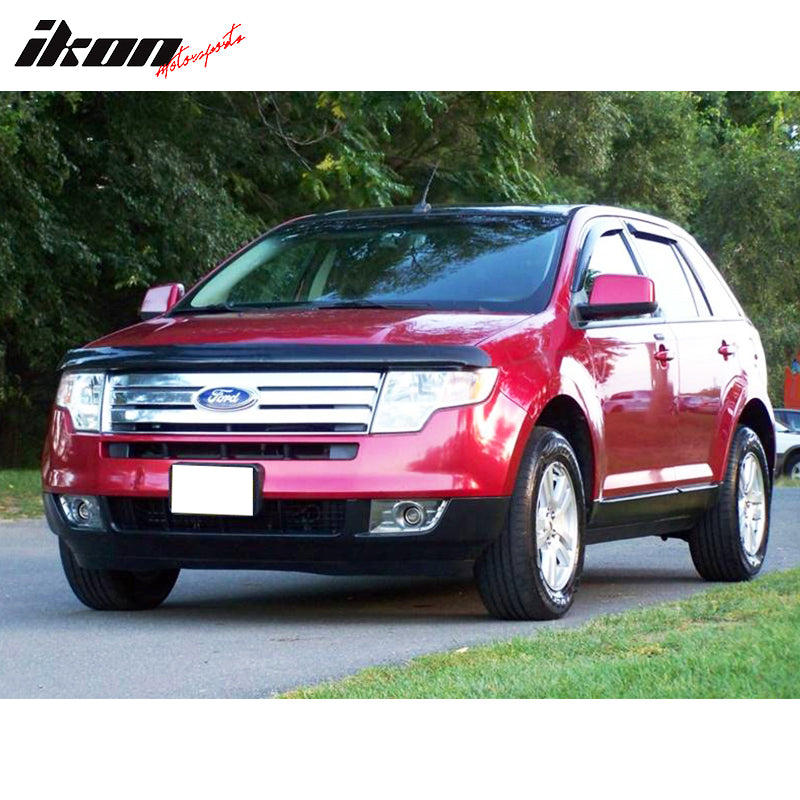 IKON MOTORSPORTS Tape On External Window Visor, Compatible with 2007-2014 Ford Edge, 2007-2015 Lincoln MKX, Acrylic Smoke Tinted Sun Rain Shade Guard Wind Vent Air Deflector