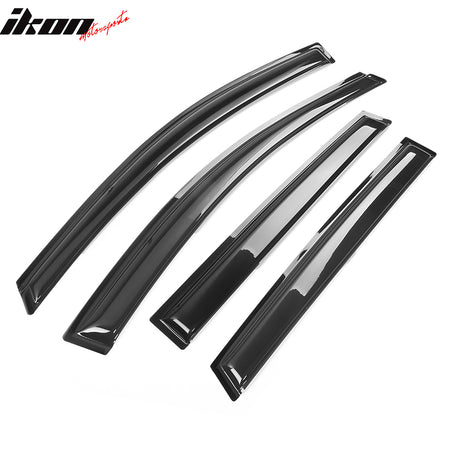 IKON MOTORSPORTS Tape On External Window Visor, Compatible With 2013-2019 Ford Escape, Slim Style Dark Smoke 4PC Set Acrylic