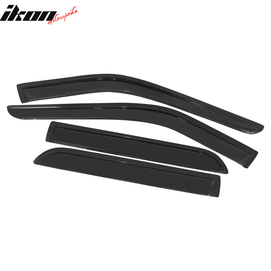 Window Visor Compatible With 2011-2019 Ford Explorer, Acrylic Smoke Tinted 4PCS Sun Rain Shade Guard Wind Vent Air Deflector by IKON MOTORSPORTS, 2012 2013 2014 2015 2016 2017