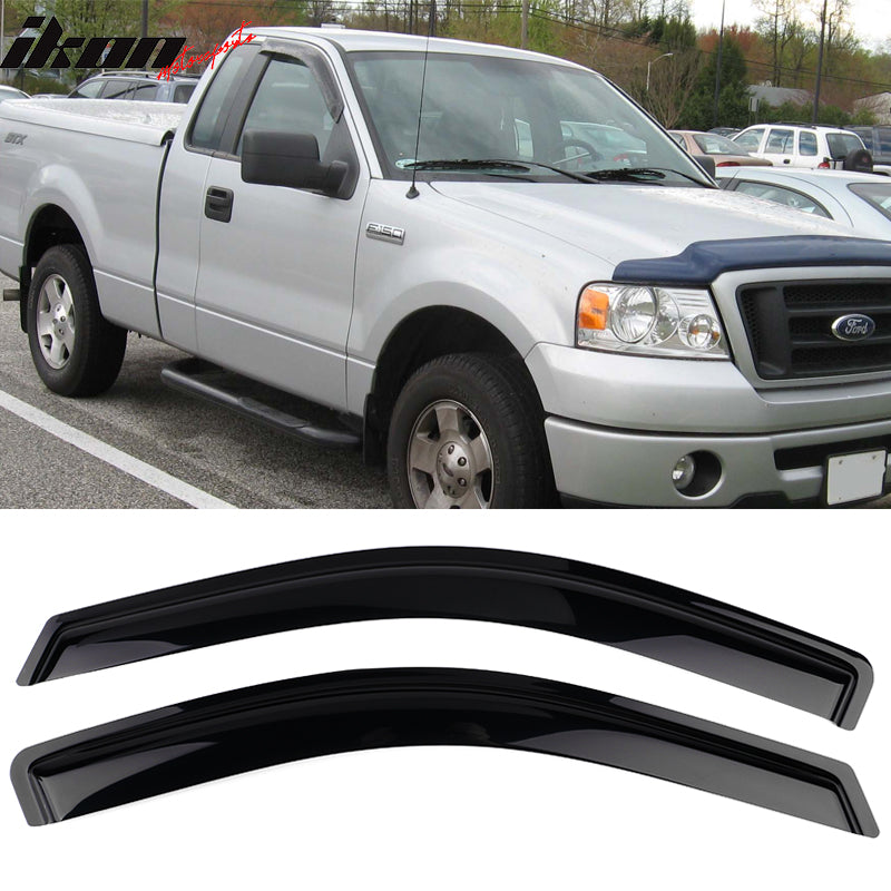 2004-2008 Ford F150 Standard Cab Tape On Acrylic Visor Windows 2Pc Set