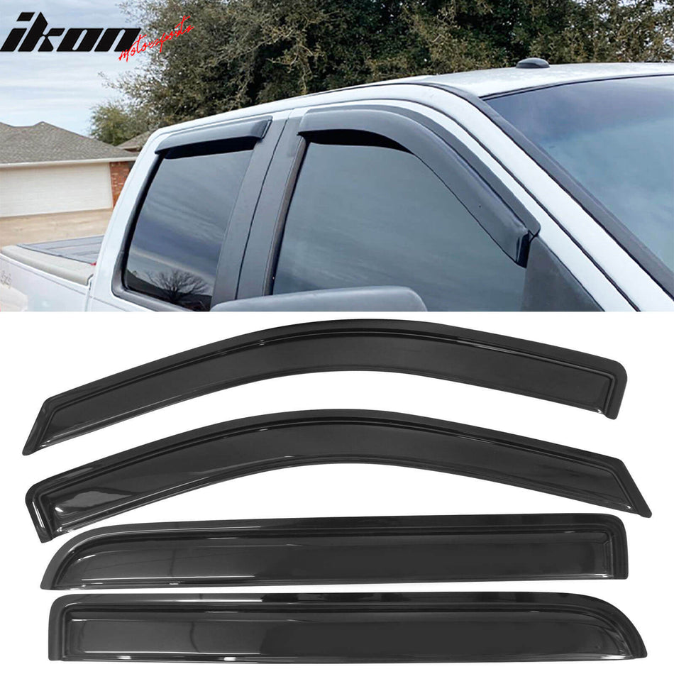 2004-2008 Ford F150 Crew Cab Slim Smoke Tinted Visor Window Acrylic