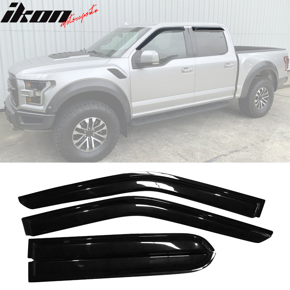 2015-2024 Ford F-Series Crew Cab Slim Style Window Visors Acrylic