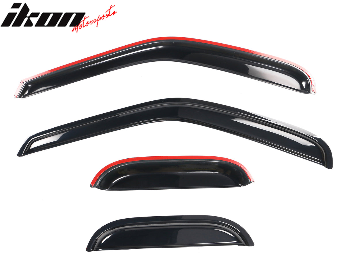 Fits 97-03 Ford F150 F250 Extended Cab Acrylic 4PCS Window Visors Vent Tape-On