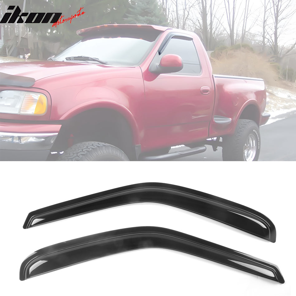 1997-2003 Ford F150 Standard Slim Style Smoke Window Visors Acrylic