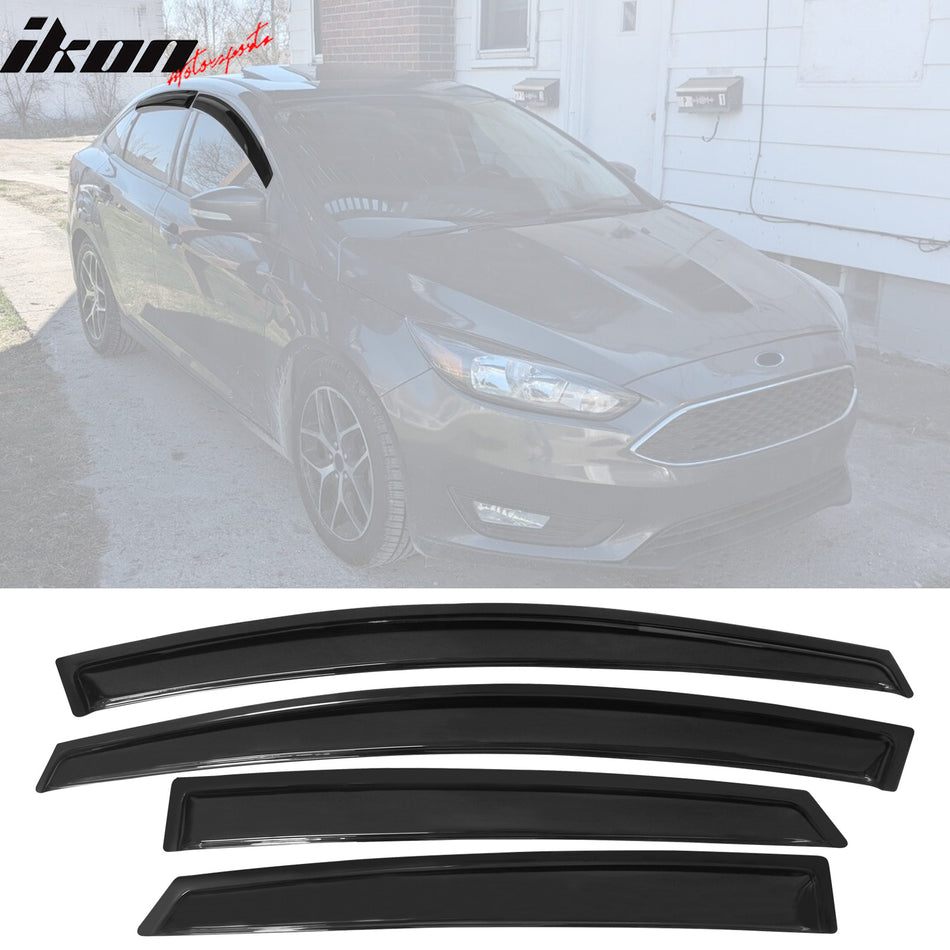 2012-2018 Ford Focus Tape on Window Visor Rain Guard Acrylic 4PC