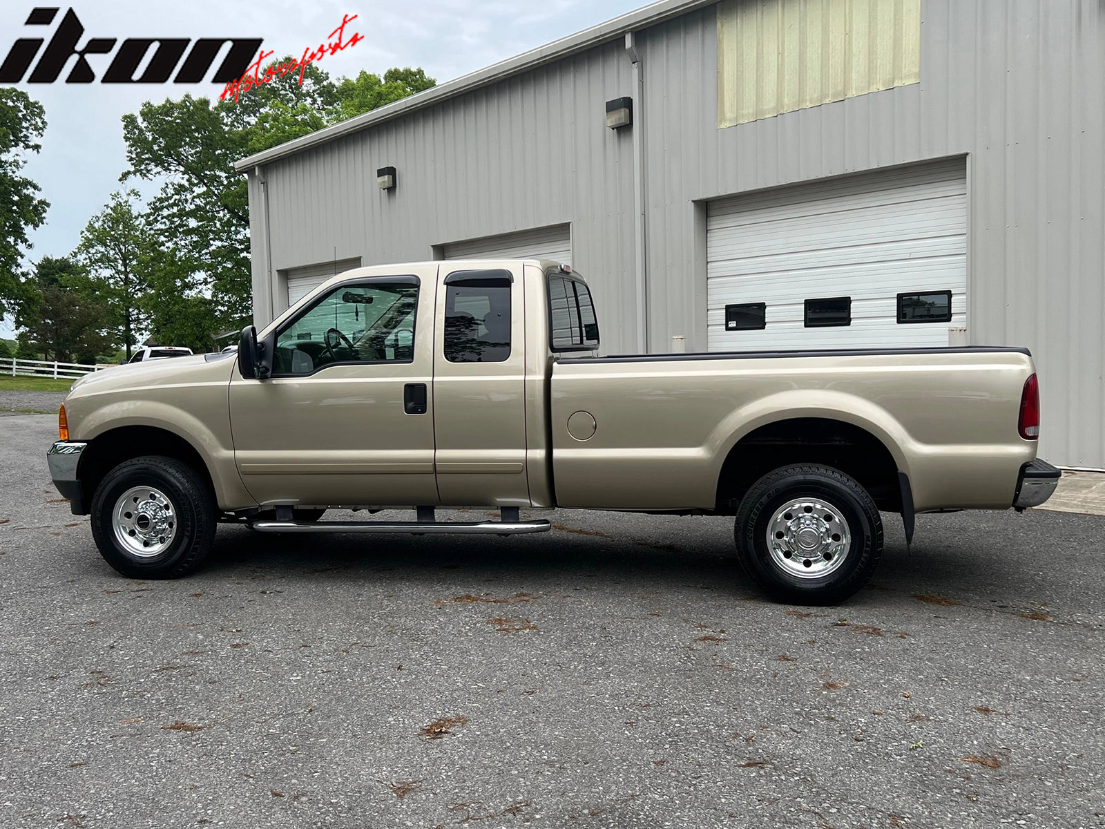 IKON MOTORSPORTS Tape On External Window Visors, Compatible With 1999-2016 Ford F-250 Super Duty Extended Cab, Smoke Tint